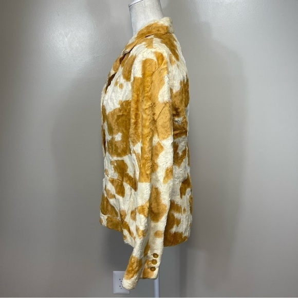 FREE WEAR by JOHNATHON HOENSCHEIDT Tan & Cream Faux Fur Blazer Jacket - MEDIUM - Picture 6 of 11